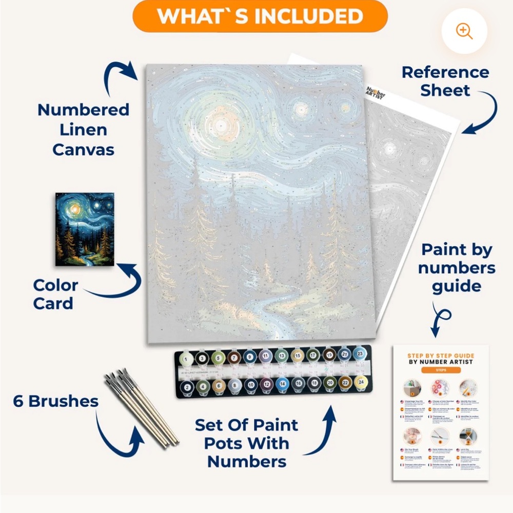 🎨 Night Swirl Paint by Numbers Landscape Kit
